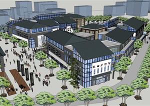 某新中式商业步行街坊规划设计SU(草图大师)模型