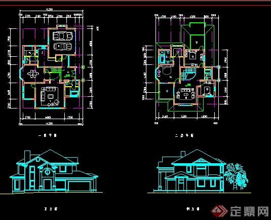 多种别墅建筑设计立面图和户型图(1)