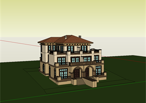 某新古典别墅建筑设计方案SU(草图大师)模型1
