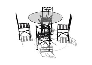 一套现代风格桌椅SU(草图大师)设计模型素材（2）