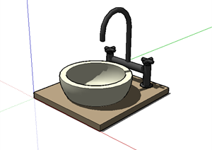 某现代风格厨卫设施洗手池SU(草图大师)模型