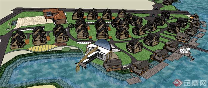 滨海城市某现代小区建筑与景观设计方案SU模型(2)