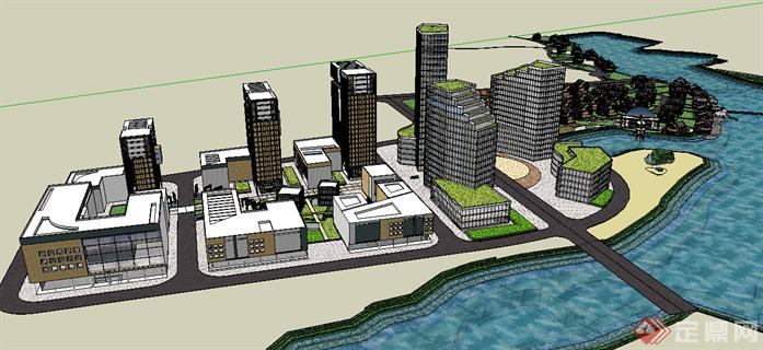 滨海城市某现代小区建筑与景观设计方案SU模型(3)