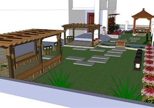 某屋顶花园景观设计SU(草图大师)模型
