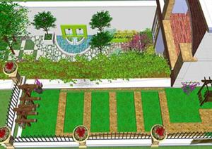 某别墅庭院花园景观设计SU(草图大师)模型