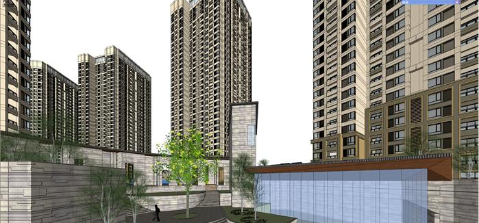 重庆某居住区建筑规划设计方案SU精模型2