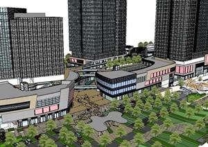 福州某商业中心广场综合体建筑设计方案SU(草图大师)模型