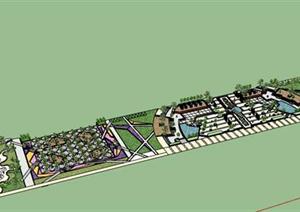 多个公园和广场的景观设计SU(草图大师)模型