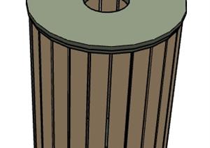 一个木制垃圾桶设计的SU(草图大师)模型素材