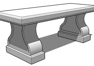 一个现代风格石质坐凳SU(草图大师)素材模型