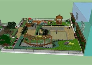某商场屋顶花园景观设计SU(草图大师)模型