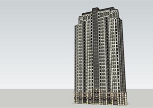 某新古典风格高层住宅建筑SU(草图大师)精致模型