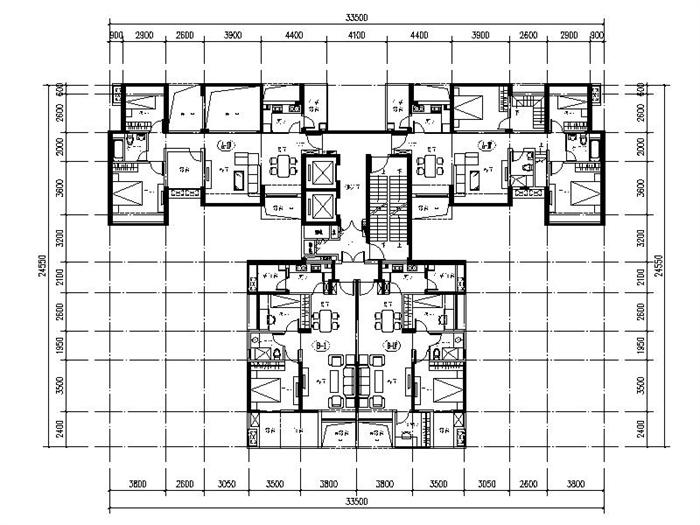 某住宅区建筑设计9种标准户型平面图