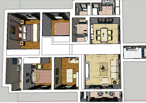 某简欧风格住宅室内装修CAD全套施工图+全房SU(草图大师)精细模型