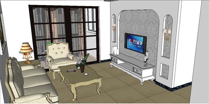 某简欧风格住宅室内装修CAD全套施工图 全房SU精细模型