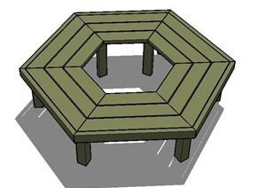 一个现代风格六角树椅SU(草图大师)模型素材