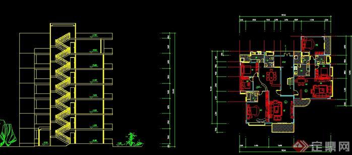 某跃层式住宅楼建筑设计户型平面图(1)