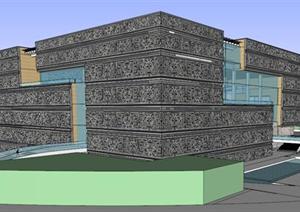 某现代风格博物馆建筑方案设计SU(草图大师)模型素材