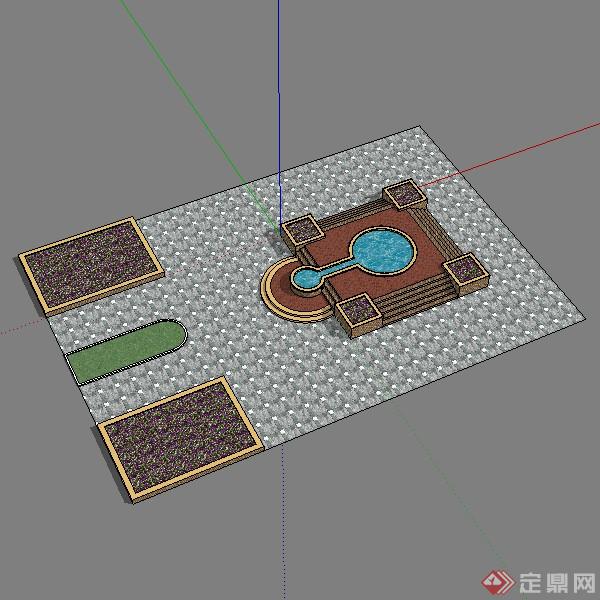 某现代风格园林景点组合设计SU模型素材