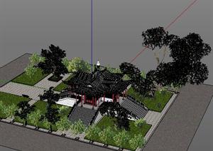 一个仿古宫殿建筑SU(草图大师)设计模型