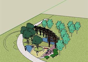园林景观之公园局部景点设计方案SU(草图大师)模型