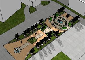 某建筑群中心广场景观设计方案SU(草图大师)模型