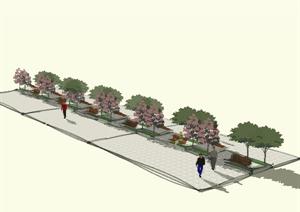一个道路景观规划SU(草图大师)设计模型