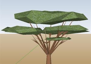 一株3D抽象景观树木SU(草图大师)模型素材