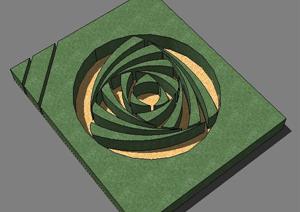 一个3D绿化带景观布置SU(草图大师)设计模型