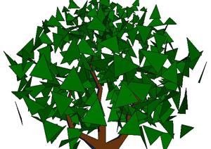 一棵灌木树篱球的景观植物设计SU(草图大师)模型