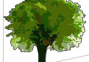 一株2D手绘树木SU(草图大师)模型素材（2）