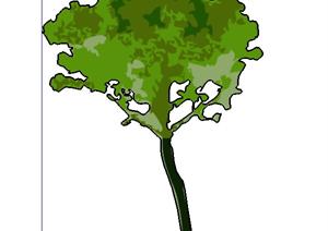 一棵手绘树景观植物设计的SU(草图大师)模型