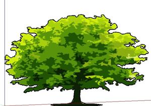 一株2D手绘景观树SU(草图大师)模型素材（2）