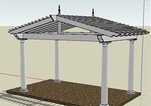 某屋顶藤架设计的SU(草图大师)模型