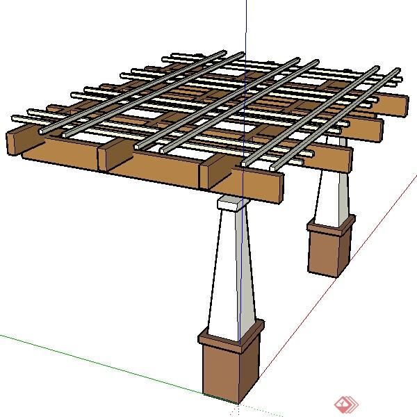 一个3D网格花廊架SU设计模型素材
