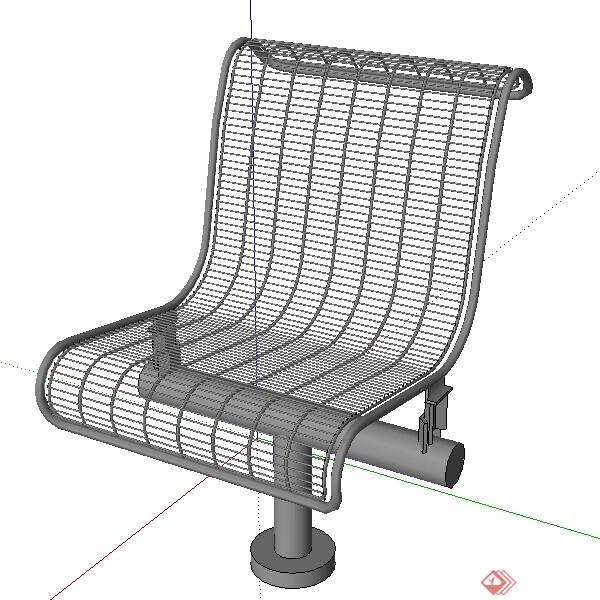 一个室外单人铁椅SU模型素材