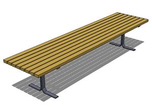 一个公园防腐木长休闲凳设计的SU(草图大师)模型1