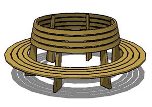 一套圆形树椅SU(草图大师)设计模型素材