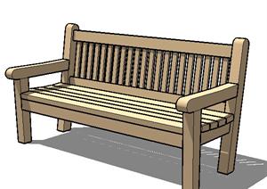 一个3D木质高背长凳SU(草图大师)模型素材