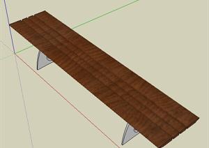一个两脚直钢木凳设计的SU(草图大师)模型
