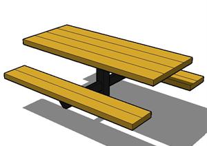 某现代风格园林长桌椅组合设计SU(草图大师)模型素材