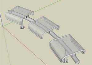 一套公园3D钢铁凳SU(草图大师)模型素材