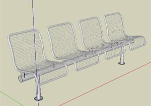 一个钢铁休息带靠背椅子设计的SU(草图大师)模型