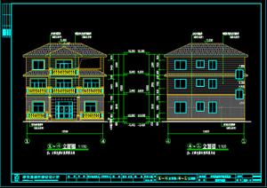 某新农村多层欧式别墅建筑设计施工图方案2（dwg格式）