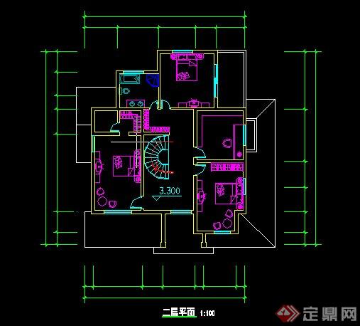 某现代风格别墅建筑楼层户型平面布置设计方案（2）(2)