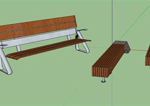 3D户外长椅石凳设计方案SU(草图大师)模型