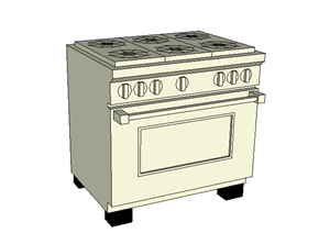 某现代风格厨卫设施煤气灶设计SU(草图大师)模型素材