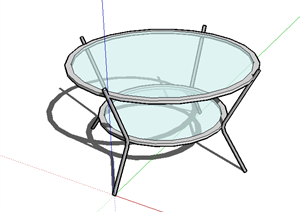 某现代风格家具圆形玻璃桌设计SU(草图大师)模型素材