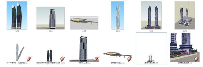 迪拜几个超高层建筑设计SU模型