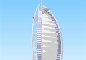 迪拜某帆船酒店建筑设计SU(草图大师)模型